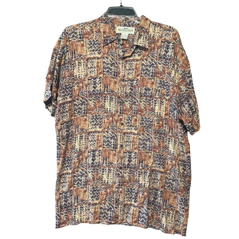 Natural‎ Issue Abstract Print Button Up Short Sleeve Shirt Large Vintage Summer